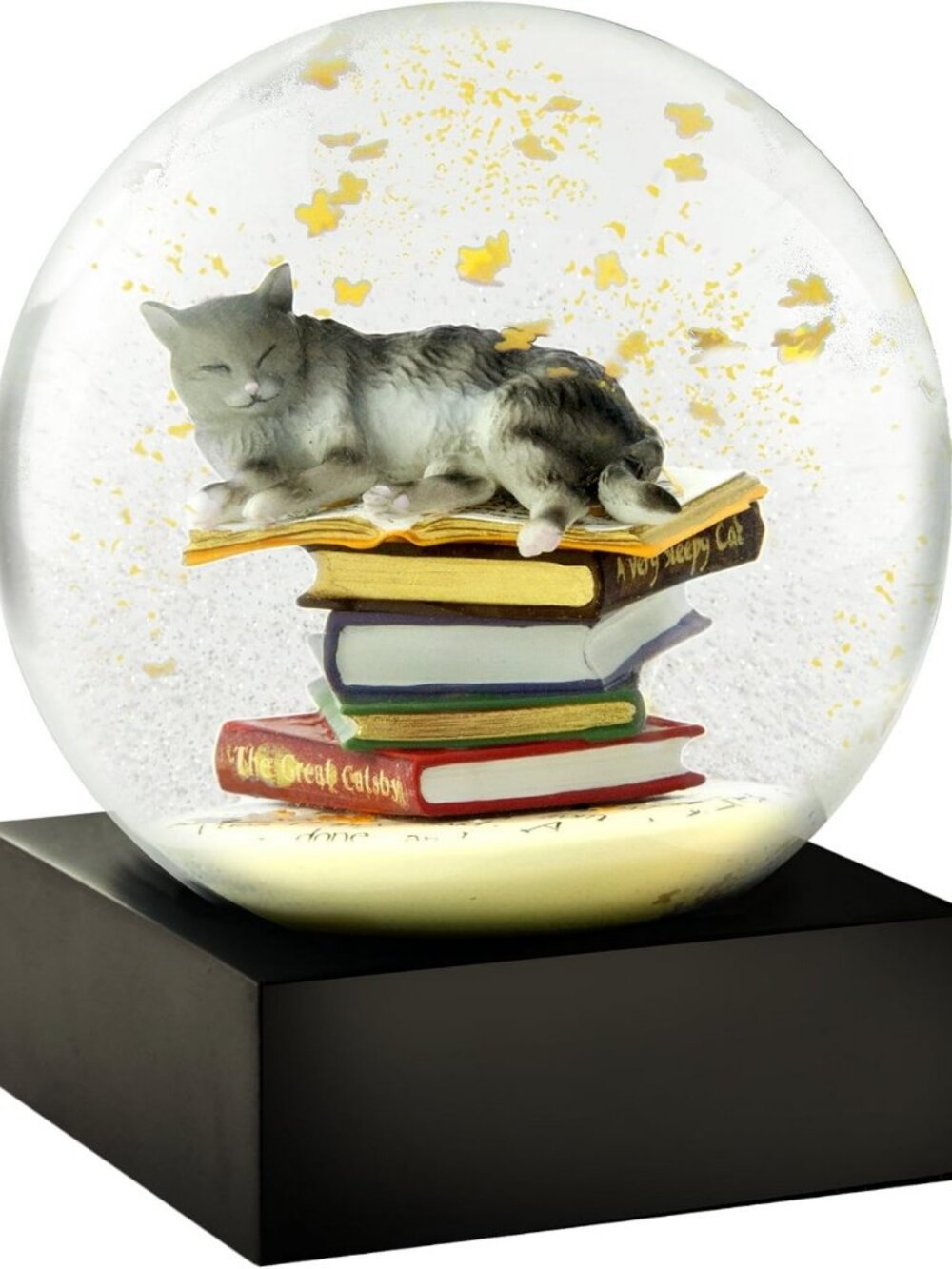 Charming Cat on Books Snow Globe | Unique Home Decor & Gift Idea